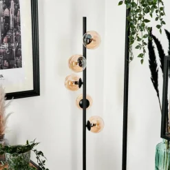 hofstein Lampadaire - Verre Remaisnil Noir, 5 lumières