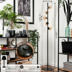 hofstein Lampadaire - Verre Remaisnil Noir, 5 lumières