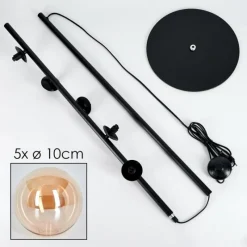 hofstein Lampadaire - Verre Remaisnil Noir, 5 lumières