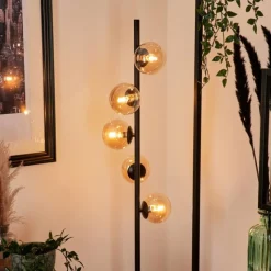 hofstein Lampadaire - Verre Remaisnil Noir, 5 lumières