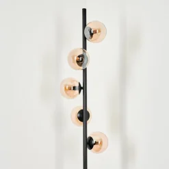 hofstein Lampadaire - Verre Remaisnil Noir, 5 lumières