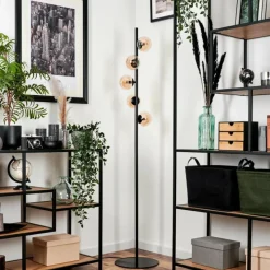 hofstein Lampadaire - Verre Remaisnil Noir, 5 lumières