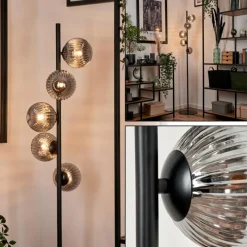 hofstein Lampadaire - Verre Remaisnil Noir, 5 lumières