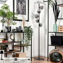 hofstein Lampadaire - Verre Remaisnil Noir, 5 lumières