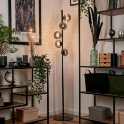 hofstein Lampadaire - Verre Remaisnil Noir, 5 lumières