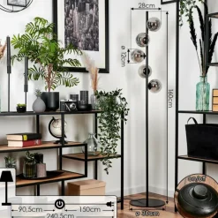 Suspension Verre Fumé-hofstein Lampadaire - Verre Remaisnil Noir, 5 lumières