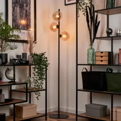 hofstein Lampadaire - Verre Remaisnil Noir, 3 lumières