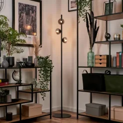 hofstein Lampadaire - Verre Remaisnil Noir, 3 lumières