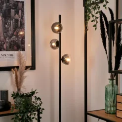 hofstein Lampadaire - Verre Remaisnil Noir, 3 lumières