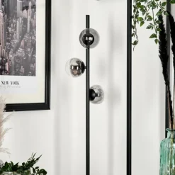 hofstein Lampadaire - Verre Remaisnil Noir, 3 lumières