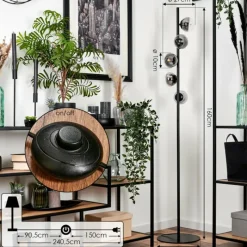 hofstein Lampadaire - Verre Remaisnil Clair, Fumé, 5 lumières