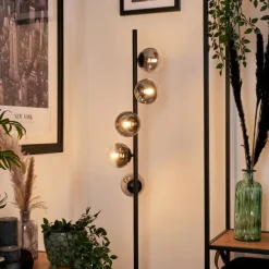 hofstein Lampadaire - Verre Remaisnil Clair, Fumé, 5 lumières