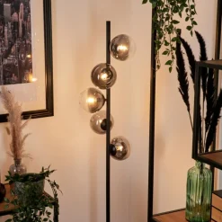 hofstein Lampadaire - Verre Remaisnil Clair, Fumé, 5 lumières