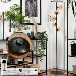 hofstein Lampadaire - Verre Remaisnil Ambre, 5 lumières