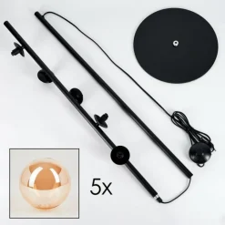 hofstein Lampadaire - Verre Remaisnil Ambre, 5 lumières