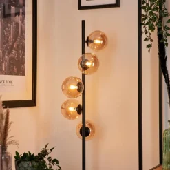 hofstein Lampadaire - Verre Remaisnil Ambre, 5 lumières