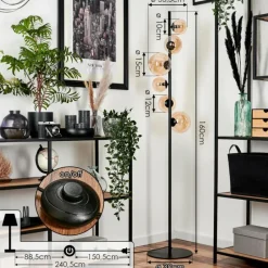 hofstein Lampadaire - Verre Remaisnil Ambre, 6 lumières