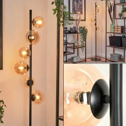 hofstein Lampadaire - Verre Remaisnil Ambre, 6 lumières