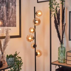 hofstein Lampadaire - Verre Remaisnil Ambre, 6 lumières