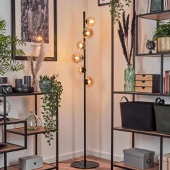 hofstein Lampadaire - Verre Remaisnil Ambre, 6 lumières