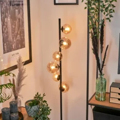 hofstein Lampadaire - Verre Remaisnil Ambre, 6 lumières