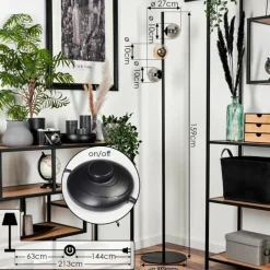 hofstein Lampadaire - Verre Remaisnil Ambre, Fumé, 3 lumières