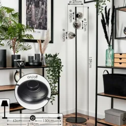 hofstein Lampadaire - Verre Remaisnil Fumé, 3 lumières