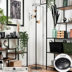 hofstein Lampadaire - Verre Remaisnil Ambre, 3 lumières