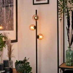 hofstein Lampadaire - Verre Remaisnil Ambre, 3 lumières