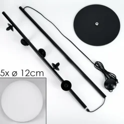 hofstein Lampadaire - Verre Remaisnil Blanc, 5 lumières