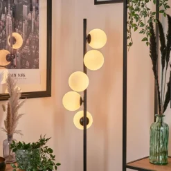 hofstein Lampadaire - Verre Remaisnil Blanc, 5 lumières