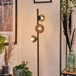 hofstein Lampadaire - Verre Remaisnil Clair, Fumé, 3 lumières