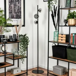 hofstein Lampadaire - Verre Remaisnil Clair, Fumé, 3 lumières