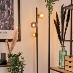 hofstein Lampadaire - Verre Remaisnil Ambre, Fumé, 3 lumières