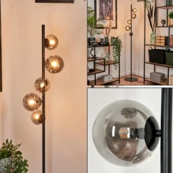 hofstein Lampadaire - Verre Remaisnil Fumé, 5 lumières