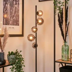 hofstein Lampadaire - Verre Remaisnil Fumé, 5 lumières