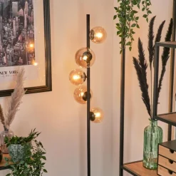 hofstein Lampadaire - Verre Remaisnil Ambre, 5 lumières