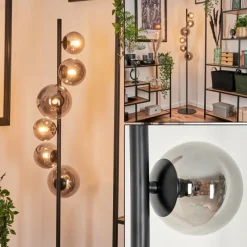 hofstein Lampadaire - Verre Remaisnil Fumé, 6 lumières