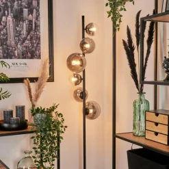 hofstein Lampadaire - Verre Remaisnil Clair, Fumé, 6 lumières