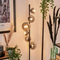 hofstein Lampadaire - Verre Remaisnil Clair, Fumé, 6 lumières