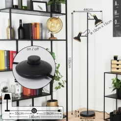 Lampes Dorées-hofstein Lampadaire Vouzy Noir, 2 lumières