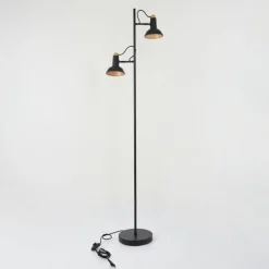 Lampes Dorées-hofstein Lampadaire Vouzy Noir, 2 lumières