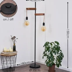 Lampes Industrielles-hofstein Lampadaire Aarhus Bois foncé, Noir, 2 lumières