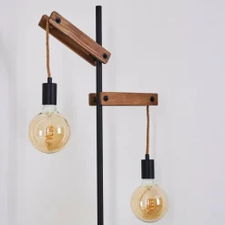 Lampes Industrielles-hofstein Lampadaire Aarhus Bois foncé, Noir, 2 lumières