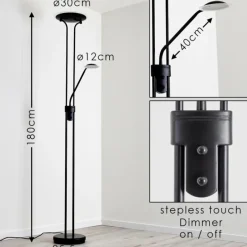 hofstein Lampadaire Abiqua LED Noir, 2 lumières