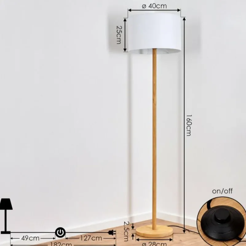 Lampes En Tissu-hofstein Lampadaire Akrema Écru, Noir, 1 lumière