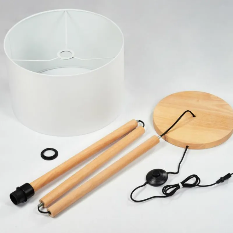 Lampes En Tissu-hofstein Lampadaire Akrema Écru, Noir, 1 lumière