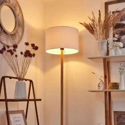 Lampes En Tissu-hofstein Lampadaire Akrema Écru, Noir, 1 lumière