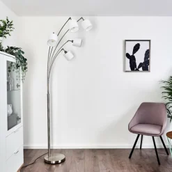 Lampes En Tissu-hofstein Lampadaire Alsen Nickel mat, 5 lumières
