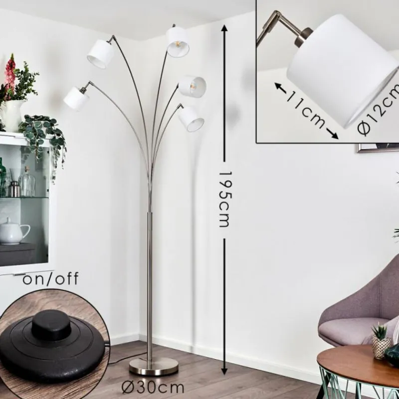 Lampes En Tissu-hofstein Lampadaire Alsen Nickel mat, 5 lumières